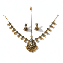 Golden Matha Patti with Jhumka Set