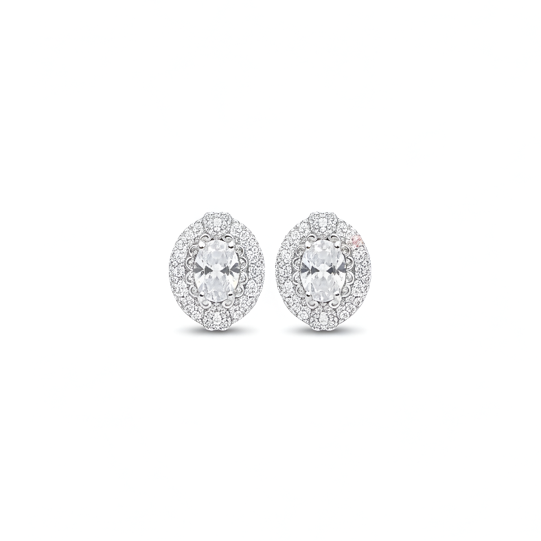 Silver Sapphire Stud Earrings