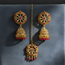 Red Ruby Jhumka & Maang Tikka Set