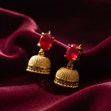 Red Ruby Jhumka Set